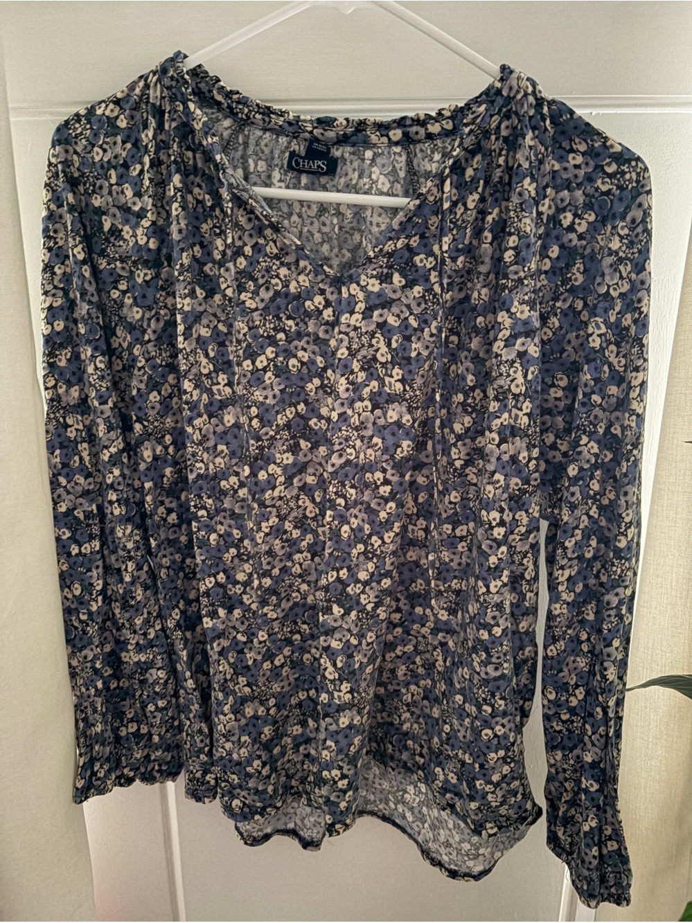 Chaps Blue Flowered Shirt Size L